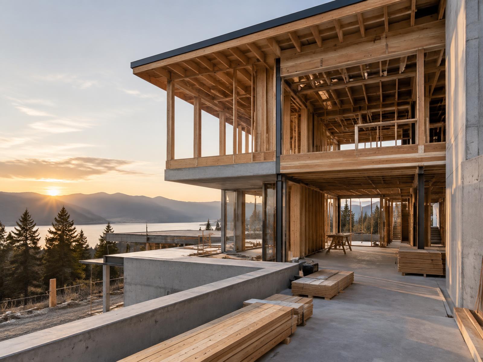 Modern custom home under construction
