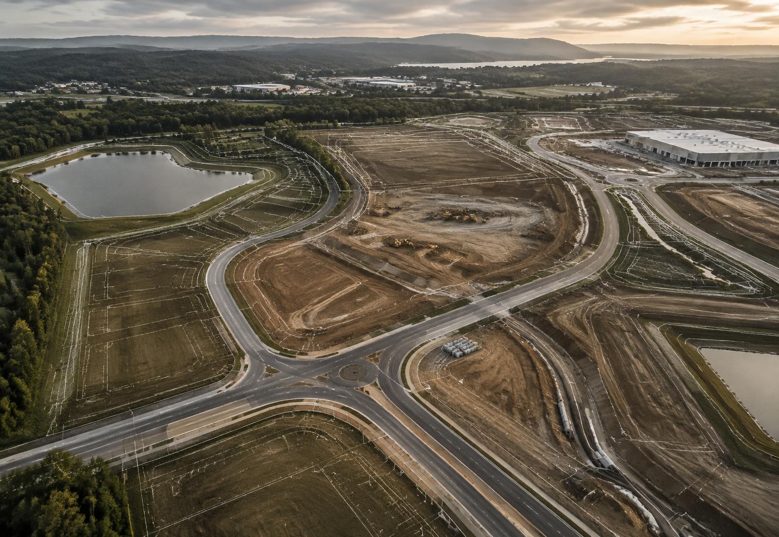 Aerial view of an infrastructure development site